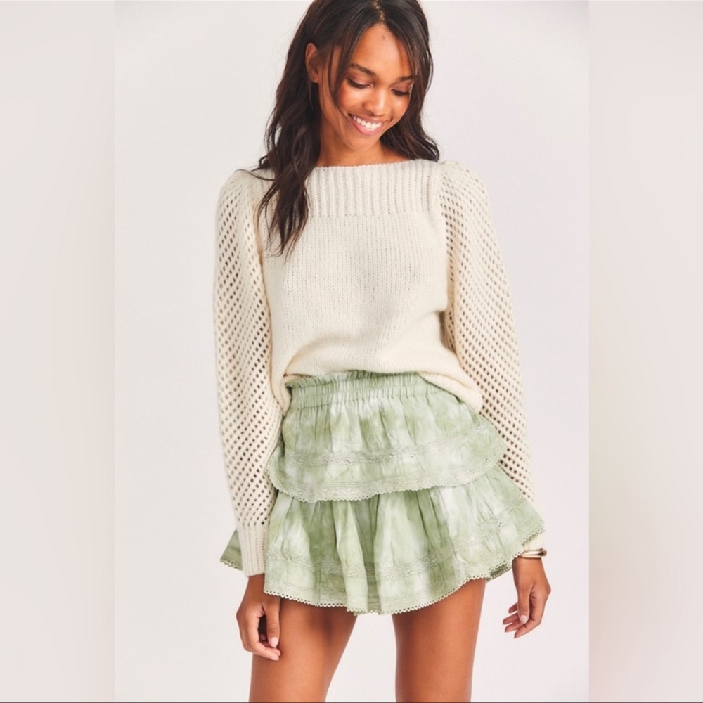 Loveshackfancy mini skirt small green